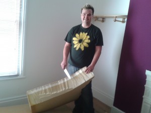 Chris gutting the the memory foam mattress