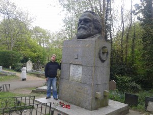 Chris at the Grave of Karl Marx in Highgate Cemetery, London